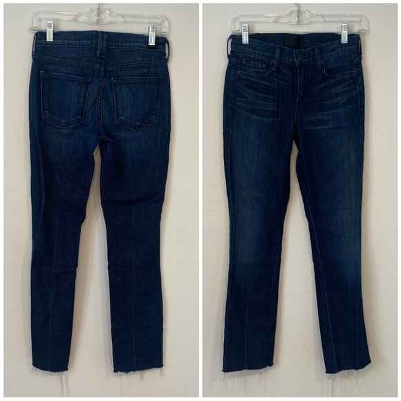 Vince Cameron Cigarette Vintage Crease Wash Dark Cropped Raw Hem Jeans - Picture 1 of 8